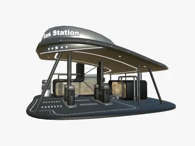 SciFi Gas Station A07 Black - Sci Fi Exterior Design Low-poly 3D model