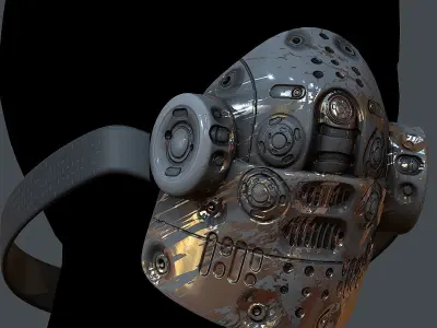 Gas mask helmet 3d model scifi Low-poly Low-poly 3D model