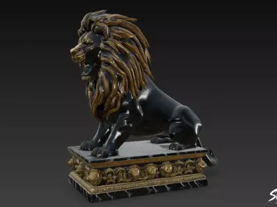 Lion Statue V31  Low-poly 3D model