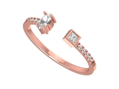 Open End Light Weight Marquise Princess stone Band Ring 3D print model