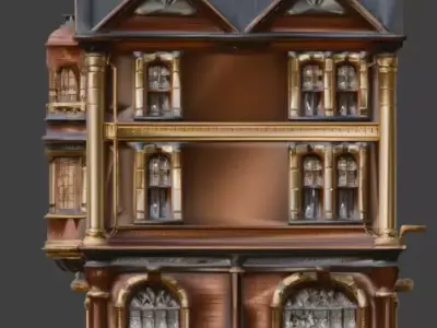 Steampunk Victorian Industrial City Building 3D Model Low-poly 3D model