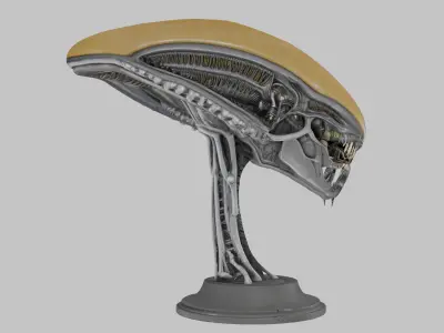Alien Xenomorph Elongated Skull Head Bust High-Poly Sci-Fi  3D model