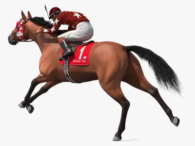  Running Bay Racing Horse with Jokey 