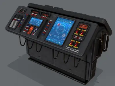 Sci-Fi Computer Control Terminal Low-poly 3D model