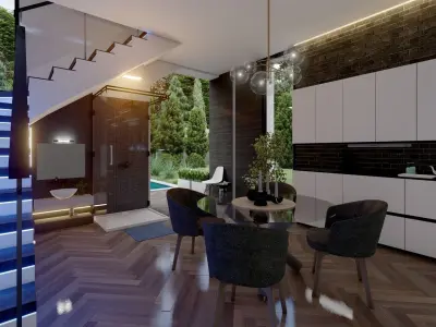 Exterior and Interior Minimalist House for Sketchup and Vray 3D model