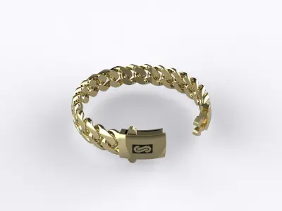 Monaco Hollow Cuban Link Bracelet 12mm 3D print model