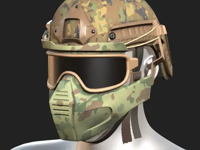 Helmet mask millitary combat soldier armor scifi  Low-poly 3D model
