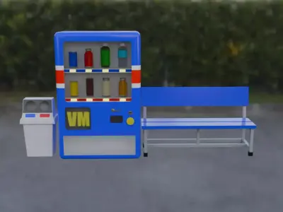 Low-poly vending machine set 3D model