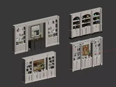Wine cabinet combination 3D model