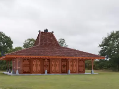 Traditional Houses - Rumah Joglo Sinom Low-poly 3D model