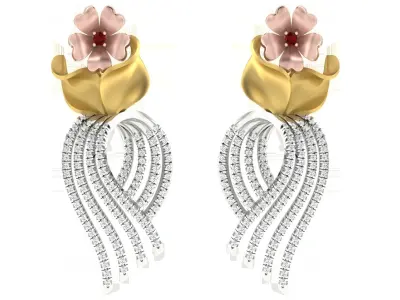 Women Pendant Earring Sets 3dm STL OBJ FBX Renders Details 3D print model 6