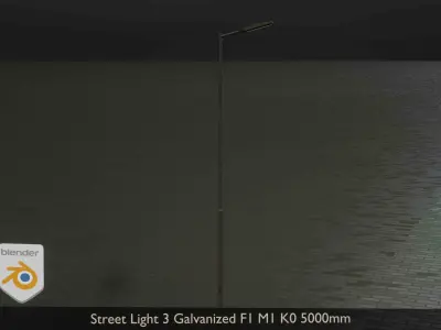 Street Light 3 Galvanized F1 M1 K0 5000mm Low-poly 3D model