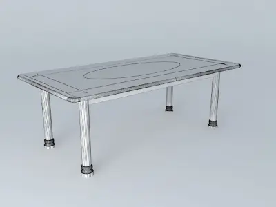 Dinning Table Birch (light wood grain) with Marble Inlay 3D model