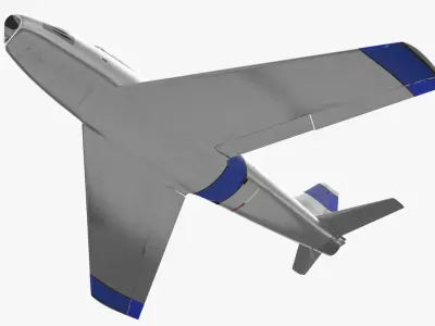  Single-Seat Jet Interceptor Silver Blue Flight Pose Simplified 
