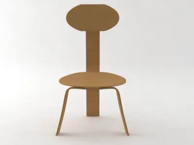 simple wood chair 3D model