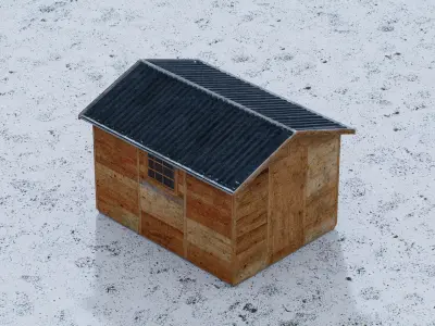 Wooden cabin  Low-poly 3D model