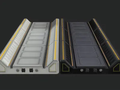 Space Sci-Fi Hallway modular kit Low-poly 3D model