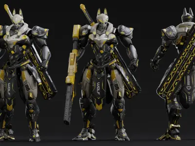 Low Poly - Cybernetic Fenrir Son of Loki Low-poly 3D model