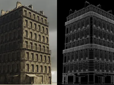 Building Corner Chic modular Low-poly 3D model