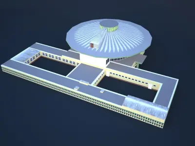 BISHKEK-STATE-CIRCUS circular building Low-poly 3D model
