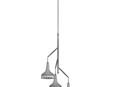 juna-79653 pendant light with three wooden shades 3D model