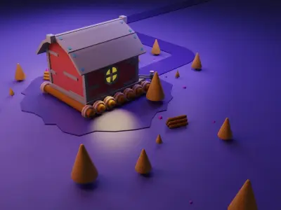 Residential cartoon house 3D model