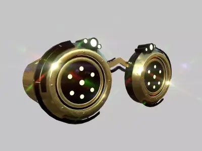 SciFi Glasses G06 Gold - Character Design Fashion Low-poly 3D model