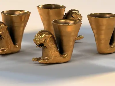 Achaemenid golden cup Low-poly 3D model