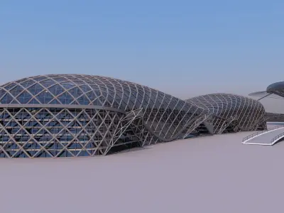 0155 - Train Station Building 3D model