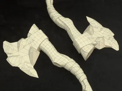 Axe weapon with crystals PBR low-poly game ready Low-poly 3D model