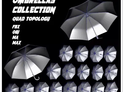 Umbrellas Pack Low-poly 3D model