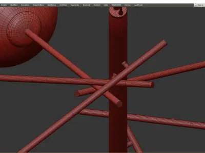 Branching Bubble Chandelier Vertical Gray Low-poly 3D model