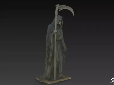 Death Reaper Statue Standing Guard Pose Low-poly 3D model