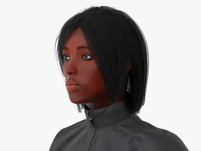  Woman in Industrial Work Coverall Black Fur 