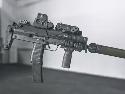 HK MP7 A2 SMG Low-poly 3D model