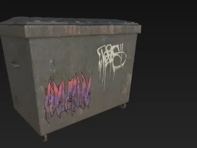 TrashCan big Low-poly 3D model