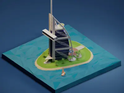 Burj Al Arab Low-poly 3D model
