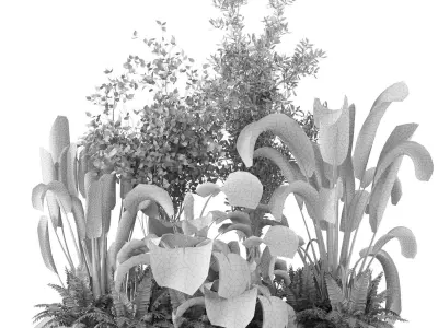 Outdoor Garden set bush and Tree - Garden Set 19 3D model