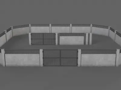 PBR Gate and Wall 6 Low-poly 3D model