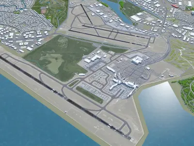 Oakland International Airport 10km Low-poly 3D model