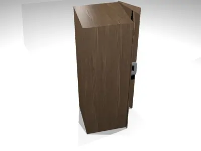 cupboard low poly wooden door 3D model