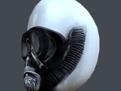 Gas mask helmet scifi Low-poly character art game Low-poly 3D model