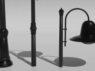 Street Light Low-poly 3D model 9