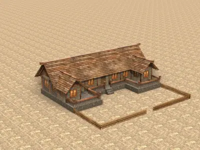 Low Poly Medieval Village House Low-poly 3D model