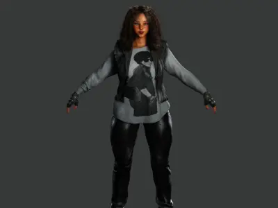 AAA 3D REALISTIC CHARACTER - AFRICAN GIRL STREET STYLE GTA Low-poly 3D model