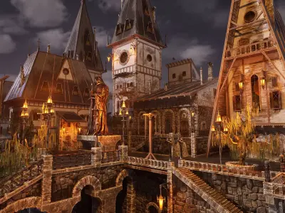 Twilight town Low-poly 3D model