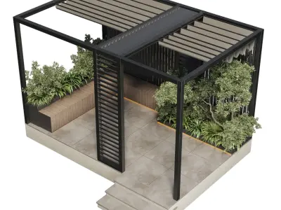 Landscape Furniture with Pergola and Roof garden 3D model