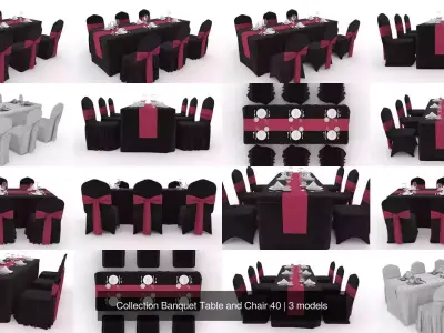 Collection Banquet Table and Chair 40 3D Model Pack