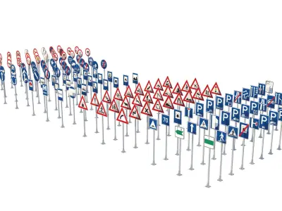 Traffic signs EU 3D model