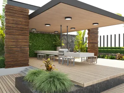 Rooftop garden 3d model Low-poly 3D model